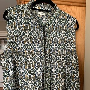 EUC - MAX STUDIO XXL - olive gold and blue gathered top smooth bottom necktie